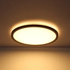 LED-taklampe Sapana, svart, rund, dimbar