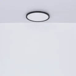 LED-taklampe Sapana, svart, rund, dimbar