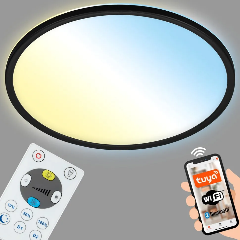 LED-taklampe Slim S dimbar CCT svart Ø 29 cm