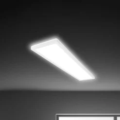 LED-taklampe Tava, hvit, plast, 98 cm, bakgrunnsbelysning