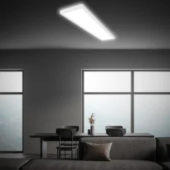 LED-taklampe Tava, hvit, plast, 98 cm, bakgrunnsbelysning