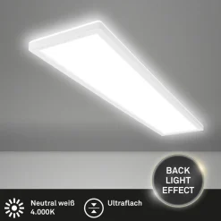 LED-taklampe Tava, hvit, plast, 98 cm, bakgrunnsbelysning