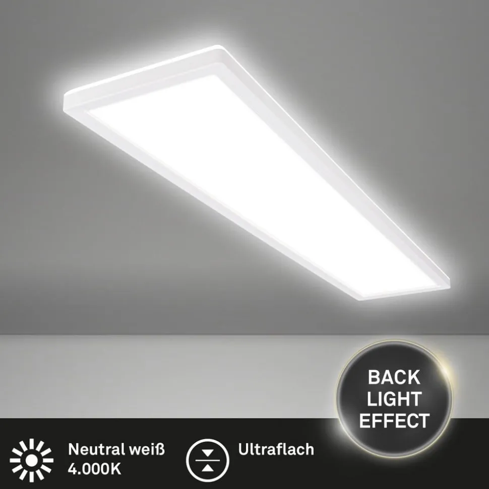 LED-taklampe Tava, hvit, plast, 98 cm, bakgrunnsbelysning