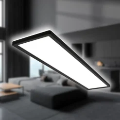 LED-taklampe Tava, svart, plast, 98 cm, bakgrunnsbelysning