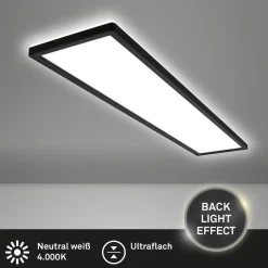 LED-taklampe Tava, svart, plast, 98 cm, bakgrunnsbelysning