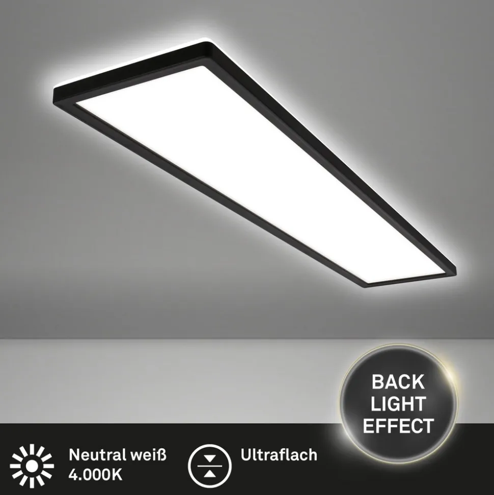 LED-taklampe Tava, svart, plast, 98 cm, bakgrunnsbelysning