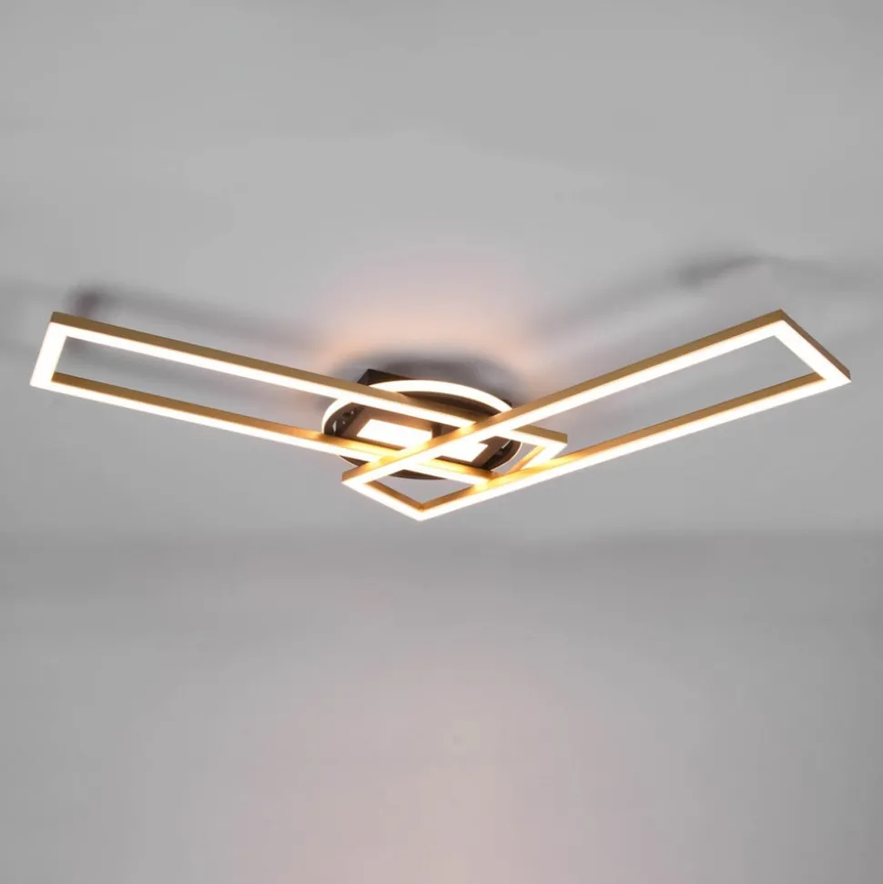 LED-taklampe Twister roterbar fjernktrl messing