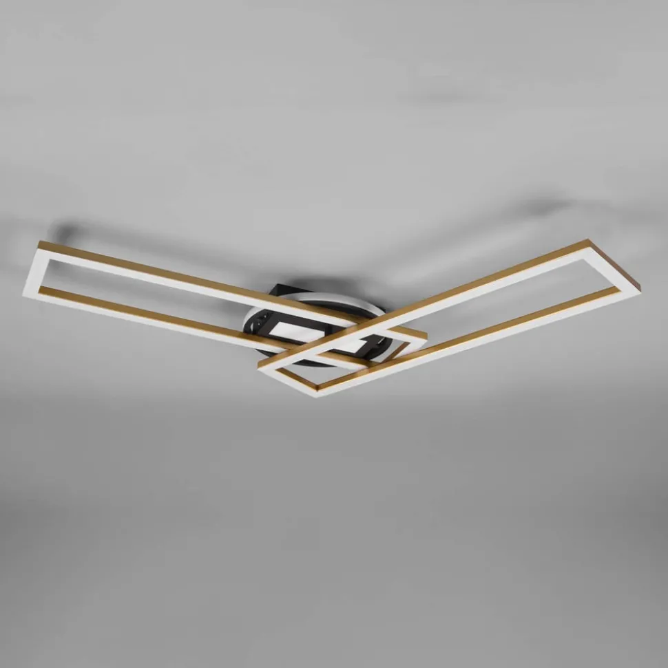 LED-taklampe Twister roterbar fjernktrl messing