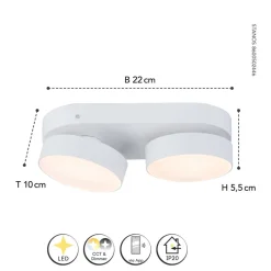 LED-takspot Stanos, CCT, 2 lyskilder, hvit