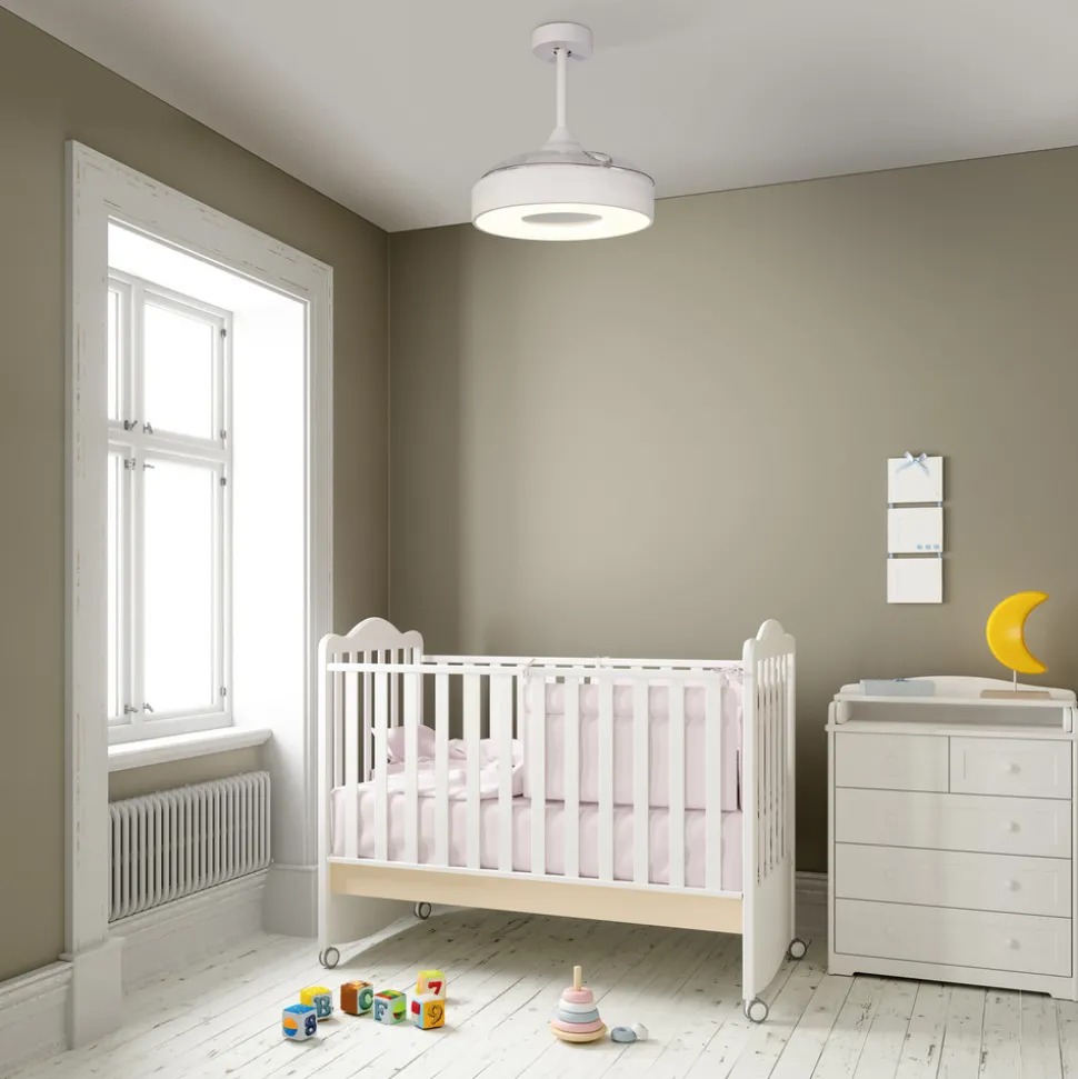 LED-takvifte Coin Mini hvit DC stille Ø 91 cm CCT