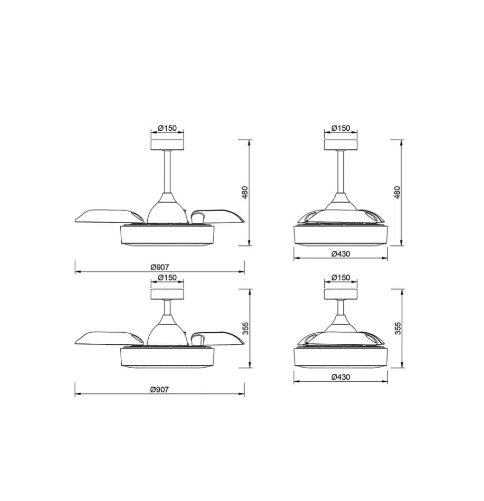 LED-takvifte Coin Mini tre DC stille Ø 91 cm CCT