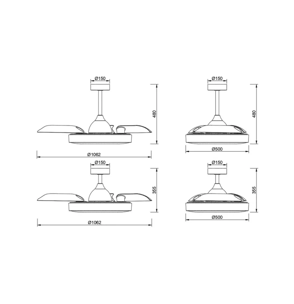 LED-takvifte Coin tre DC-motor stille Ø 106 cm CCT