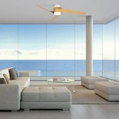 LED-takvifte Groenland, tre, DC stille Ø 122 cm CCT