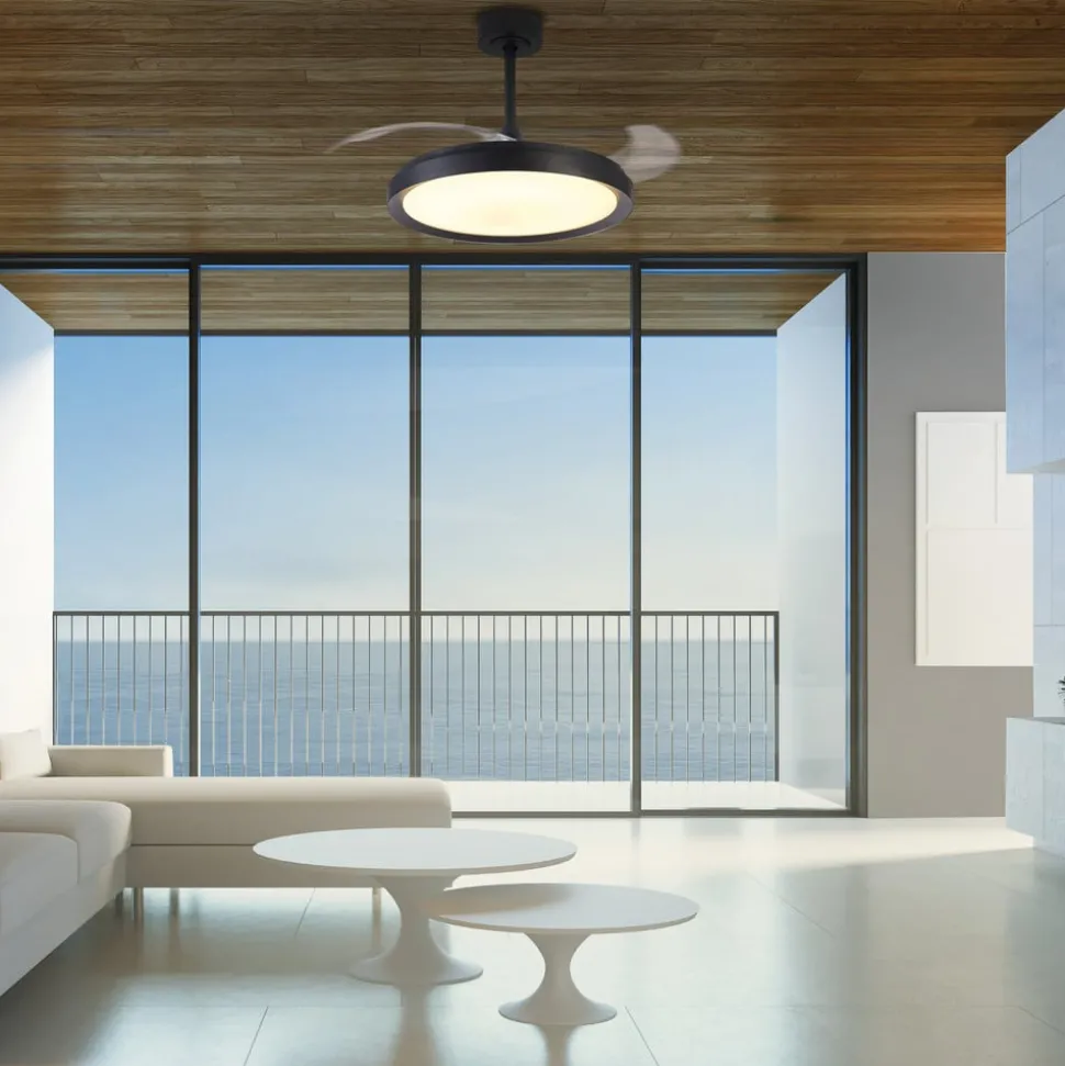 LED-takvifte Mistral, svart, DC stillegående Ø 106 cm CCT