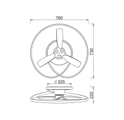 LED-takvifte Ocean hvit/tre DC stille Ø 78 cm CCT