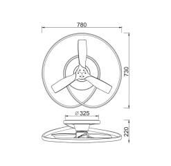 LED-takvifte Ocean svart/tre DC stille Ø 78 cm CCT