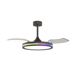 LED-takvifte Rafaga svart DC stille Ø 106 cm CCT RGB