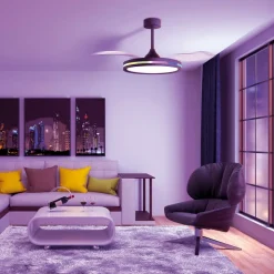 LED-takvifte Rafaga svart DC stille Ø 106 cm CCT RGB