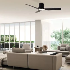 LED-takvifte Ushuaia svart DC stille Ø 134 cm CCT