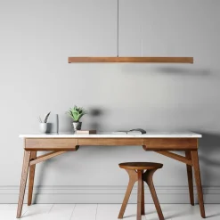 LED-trependel Teo, valnøtt, 126 cm, berøringsdimmer