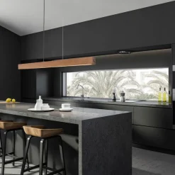 LED-trependel Teo, valnøtt, 126 cm, berøringsdimmer