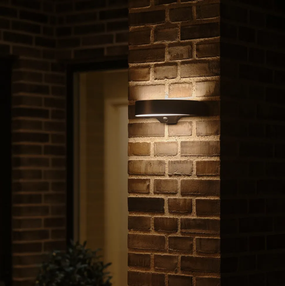 LED-utendørs vegglampe Monay Round, svart, IP44