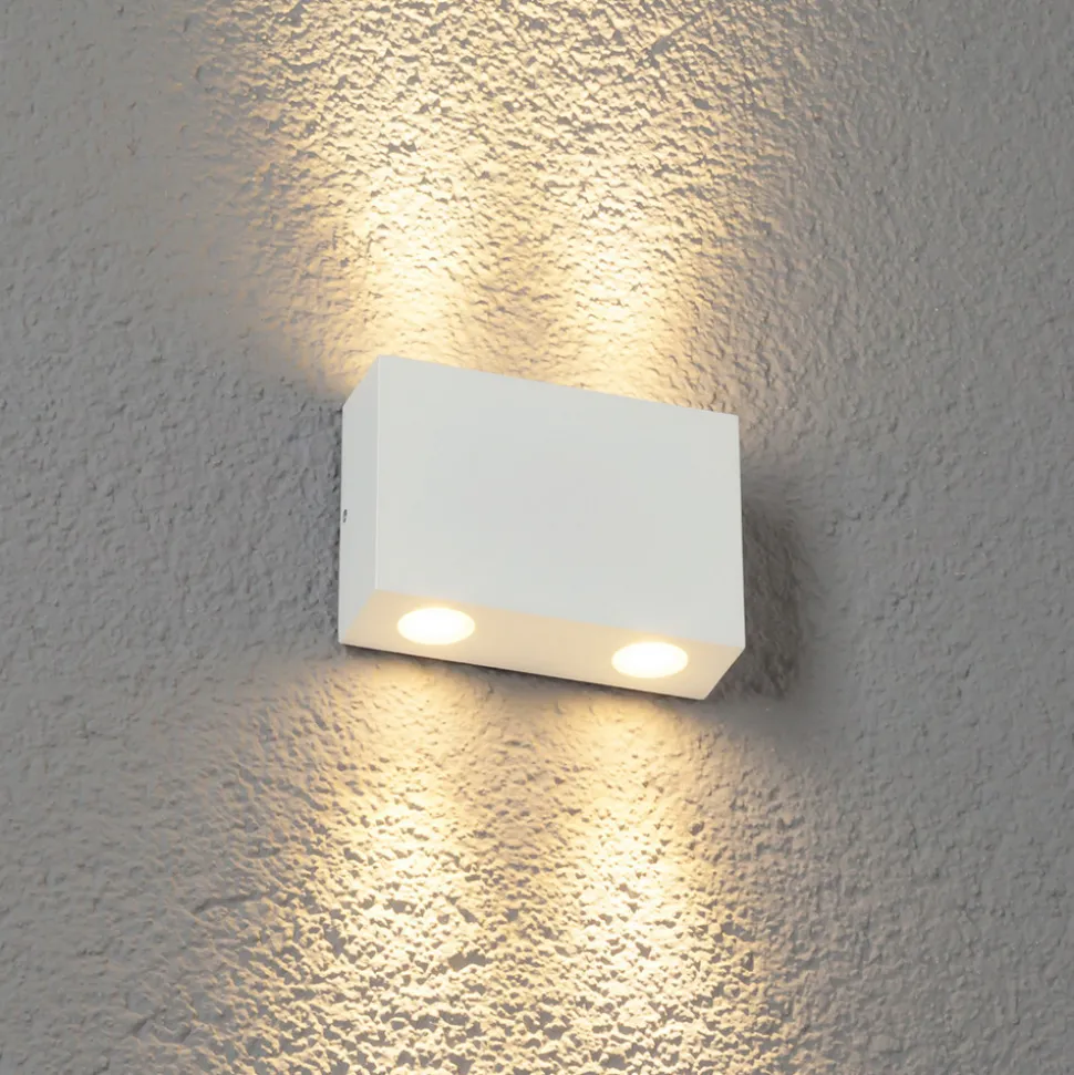 LED-utevegglampe Henor i hvitt, 4 lys