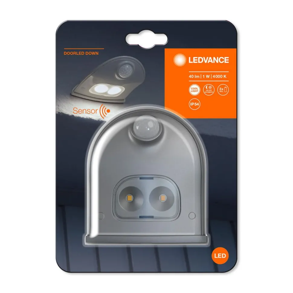 LEDVANCE Door Down utendørs LED-vegglampe, sølv