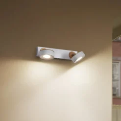 LEDVANCE LED-takspot Pluto, stål, tre, 2-lys, hvit