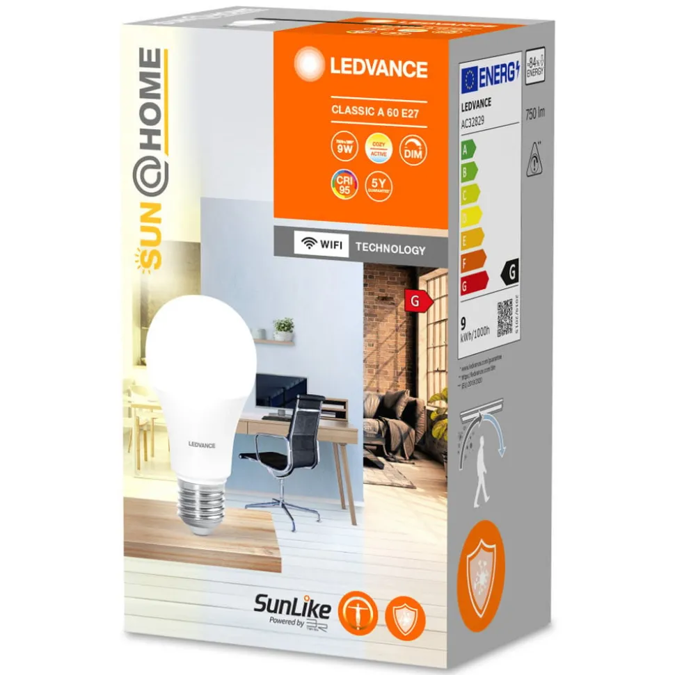 LEDVANCE SUN@Home Classic A 40 E27 9W CCT 922