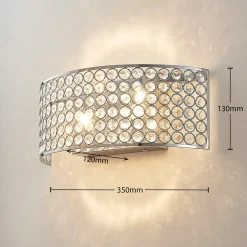 LED-vegglampe i krystall Alizee i krom