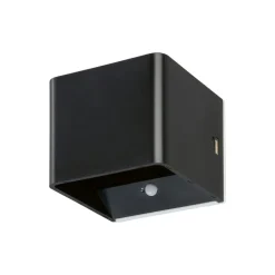 LED-vegglampe Magnetics, svart, USB, bevegelsessensor