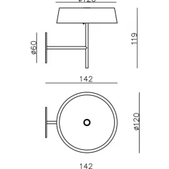 LED-vegglampe Miram med batteri, dimbar, rubinrød
