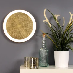 LED-vegglampe Moon Ø 30 cm, gull