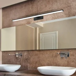 LED-vegglampe Pandella 1, lengde 78 cm, svart, aluminium