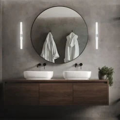 LED-vegglampe Runt IP44 direkte 4 000 K krom matt