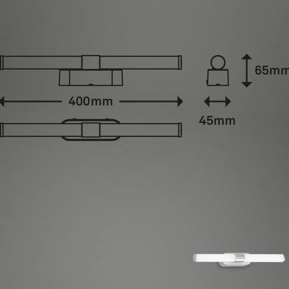 LED-vegglampe Runt IP44 direkte 4 000 K krom matt