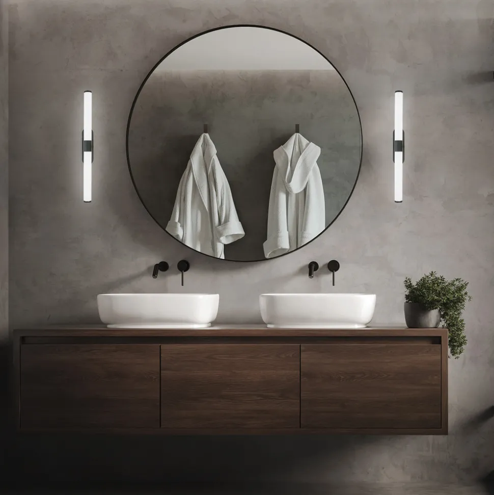 LED-vegglampe Runt IP44 direkte 4 000 K svart