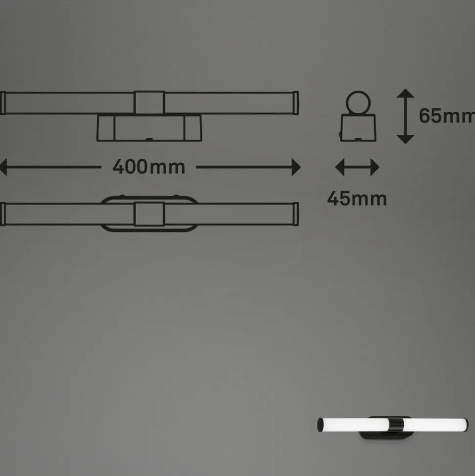 LED-vegglampe Runt IP44 direkte 4 000 K svart