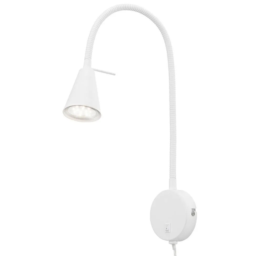 LED-vegglampe Tusa, hvit, metall, 45 cm, fleksibel arm