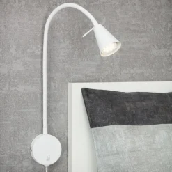 LED-vegglampe Tusa, hvit, metall, 45 cm, fleksibel arm