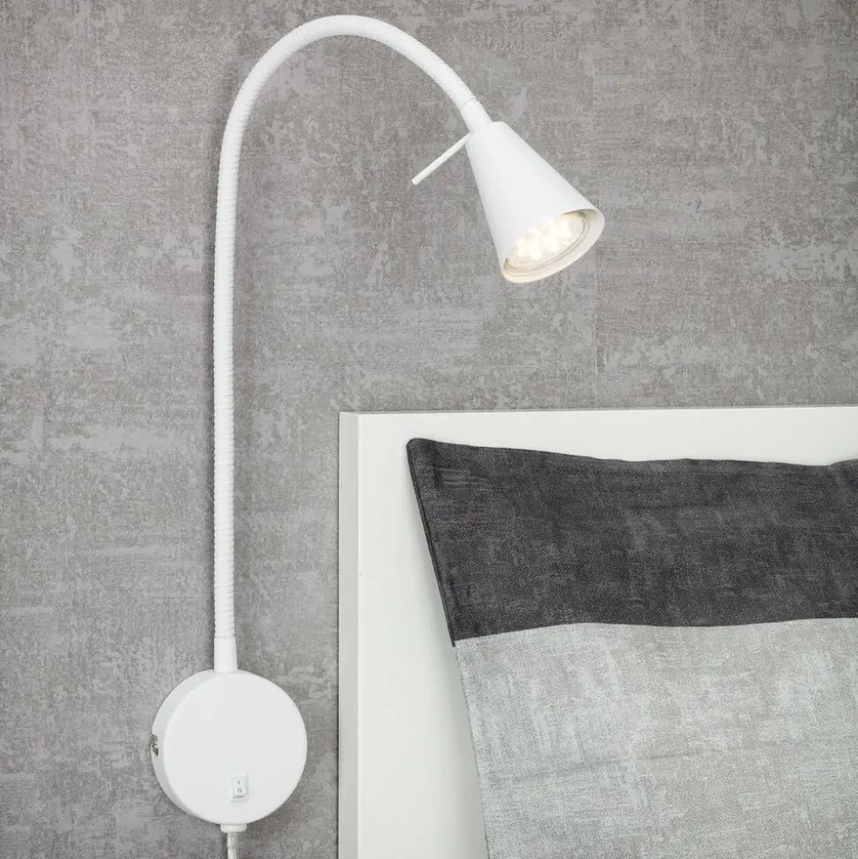 LED-vegglampe Tusa, hvit, metall, 45 cm, fleksibel arm