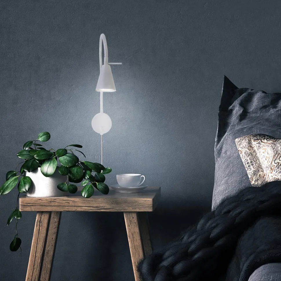 LED-vegglampe Tusa, hvit, metall, 45 cm, fleksibel arm