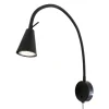 LED-vegglampe Tusa, svart, metall, 45 cm, fleksibel arm