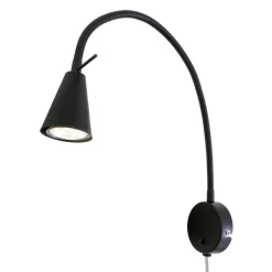 LED-vegglampe Tusa, svart, metall, 45 cm, fleksibel arm