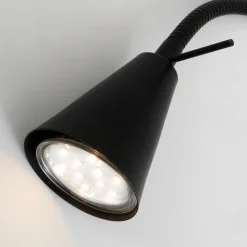 LED-vegglampe Tusa, svart, metall, 45 cm, fleksibel arm