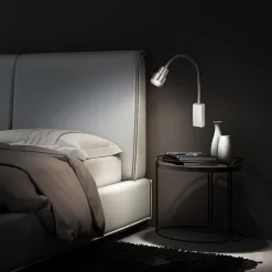 LED-vegglampe Tusi med fleksibel arm, nikkel