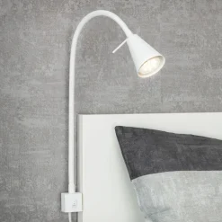 LED-vegglampe Tuso, hvit, sengemontering, metall