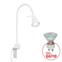 LED-vegglampe Tuso, hvit, sengemontering, metall