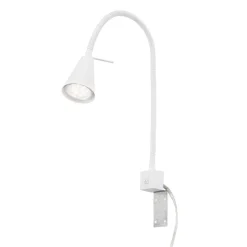 LED-vegglampe Tuso, hvit, sengemontering, metall